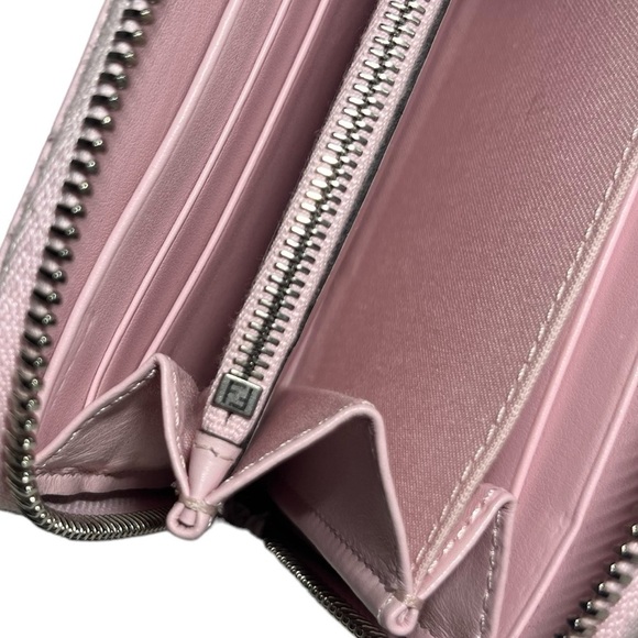 Fendi Leather Multicolor Rainbow Studded Zip Around Wallet in Santa Barbara pink - Picture 15 of 16